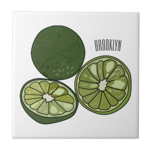 Kaffir lime cartoon illustration tile