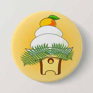 Kagami mochi 7.5 cm round badge