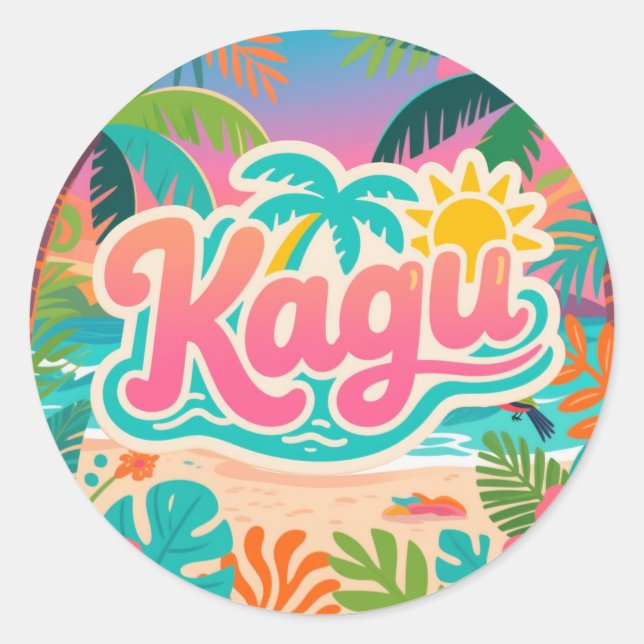 Kagu Tropical Classic Round Sticker (Front)