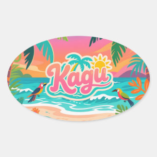 Kagu Tropical Oval Sticker