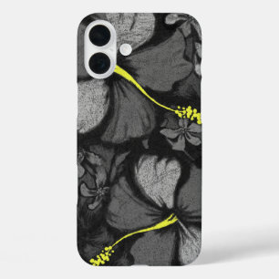 Kahala Hibiscus Hawaiian Lava Rock Black iPhone 16 Plus Case