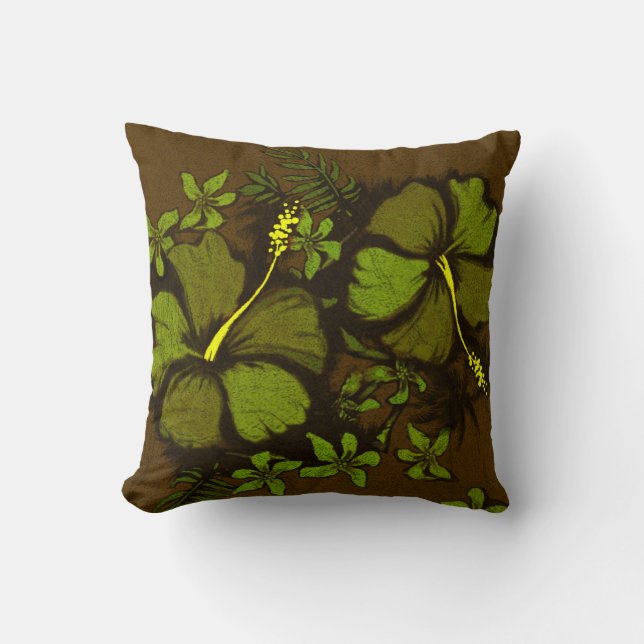 Kahala Hibiscus Hawaiian Tropical Square Pillows (Front)