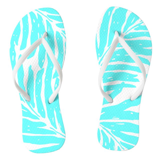 Kahanu Garden Hawaiian Palm Leaves Flip Flops (Footbed)