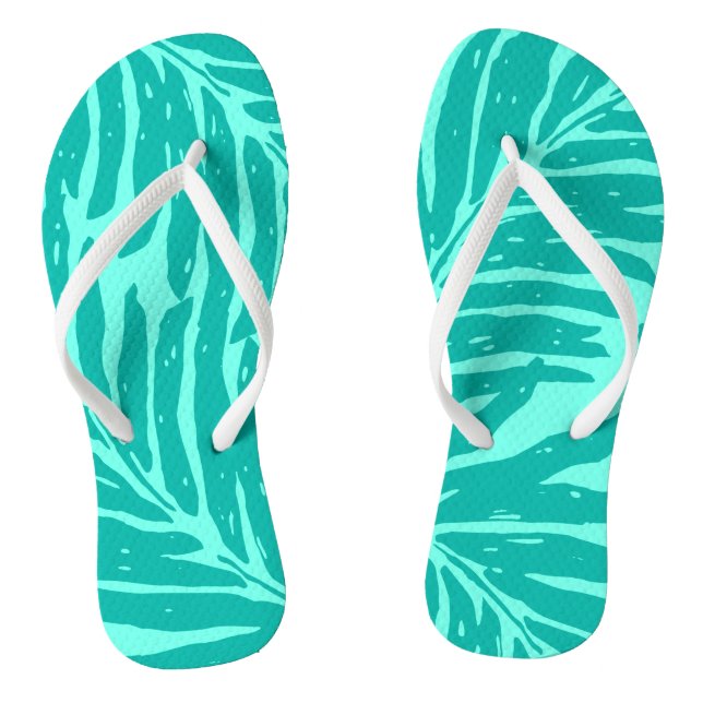 Kahanu Garden Hawaiian Palm Leaves Flip Flops (Footbed)
