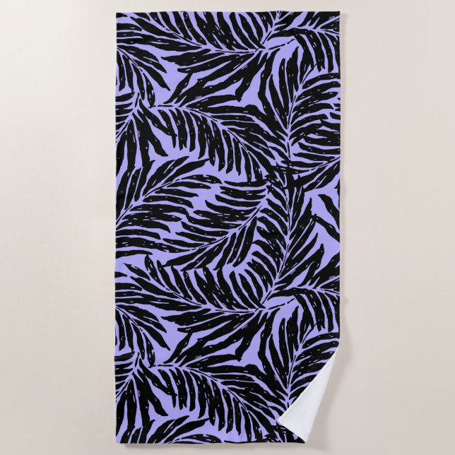 Kahanu Garden Hawaiian Palm Leaves - Lavender Beach Towel (Front)