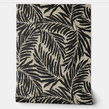 Kahanu Palms Hawaiian Faux Linen Texture- Black