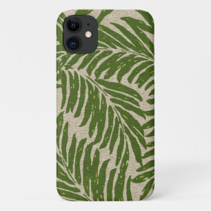 Kahanu Palms Hawaiian Faux Linen Texture Green iPhone 11 Case