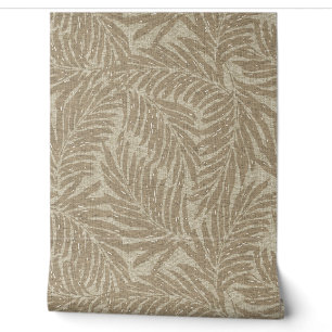 Kahanu Palms Hawaiian Faux Linen Texture- Taupe Wallpaper