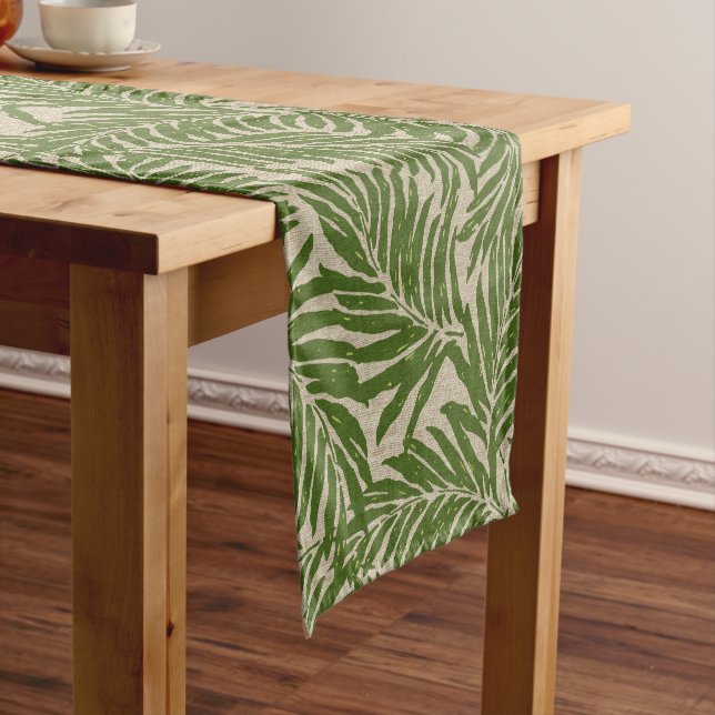 Kahanu Palms Hawaiian Linen Texture Short Table Runner (In Situ)