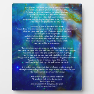 Kahlil Gibran on giving Plaque