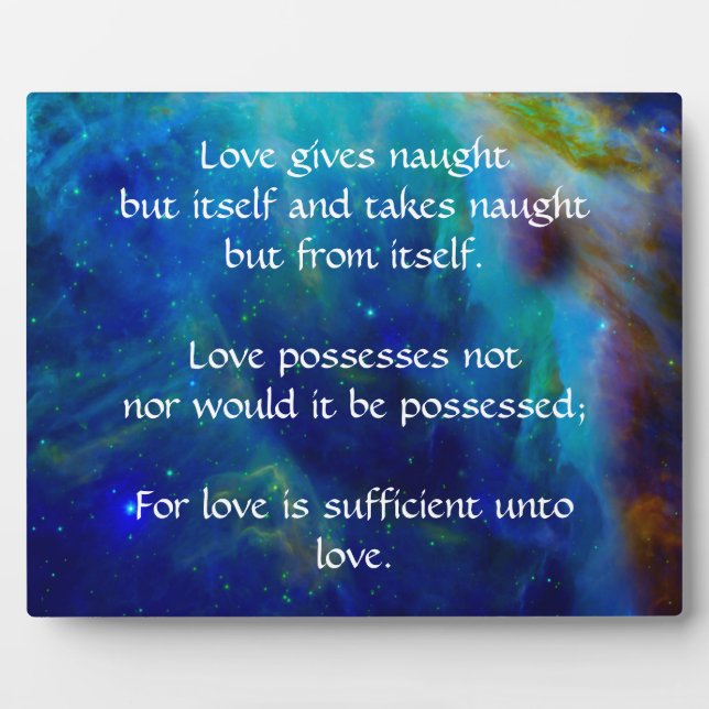 Kahlil Gibran on Love Plaque (Front)