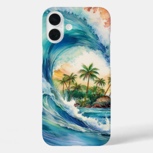 Kai Aloha Motu Watercolor Wave iPhone 16 Plus Case