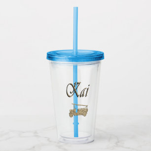 Kai Name With Fire Truck,   Acrylic Tumbler
