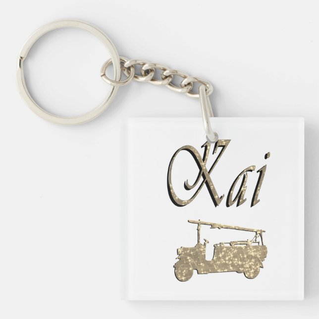 Kai Name With Fire Truck,   Key Ring (Front)