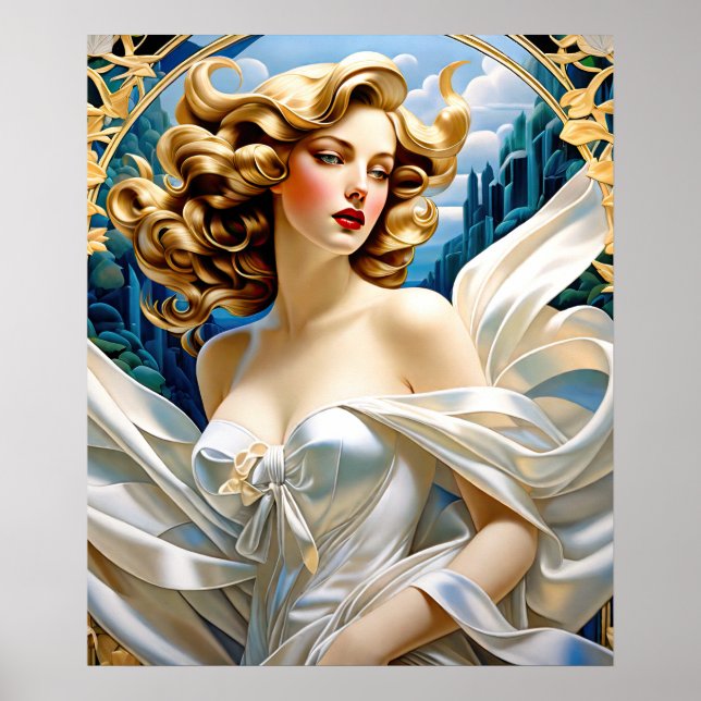 Kaia Art Nouveau Mucha Style Poster (Front)