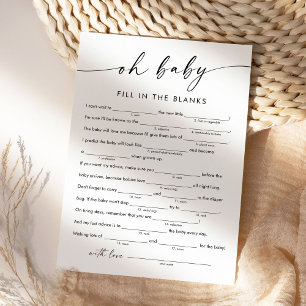 KAIA Baby Shower Libs, Fill in the Blank Game Invitation