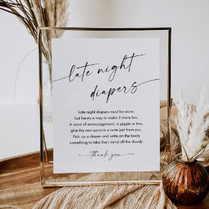 KAIA Late Night Diapers Baby Shower Sign