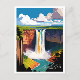 Kaieteur Falls Guyana Travel Vintage Illustration Postcard