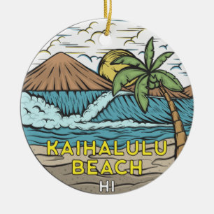 Kaihalulu Beach Hawaii Vintage Ceramic Tree Decoration