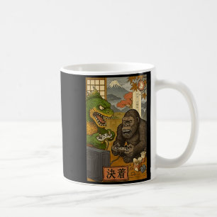 Kaiju bigfoot monsters play games japanese retro coffee mug