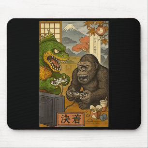 Kaiju bigfoot monsters play games japanese retro mouse mat