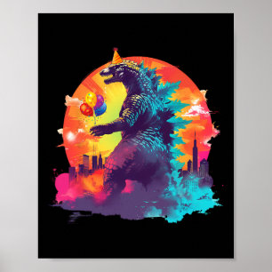 Kaiju Birthday Funny Boys Birthday Monster Poster