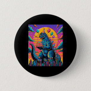 Kaiju Birthday Lloon And Cake Monster Movie Bday D 6 Cm Round Badge
