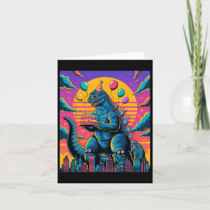 Kaiju Birthday Lloon And Cake Monster Movie Bday D Card
