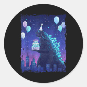Kaiju Birthday Party Japan Monster Its My Birthday Classic Round Sticker