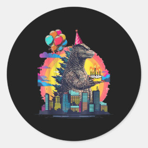 Kaiju Birthday Shirt Monster Movie Bday Decoration Classic Round Sticker
