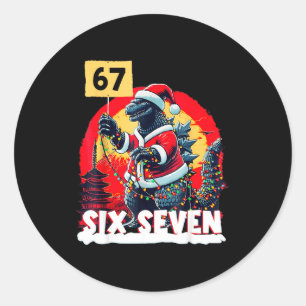 Kaiju Christmas 67 Santazilla Japanese Monster Din Classic Round Sticker