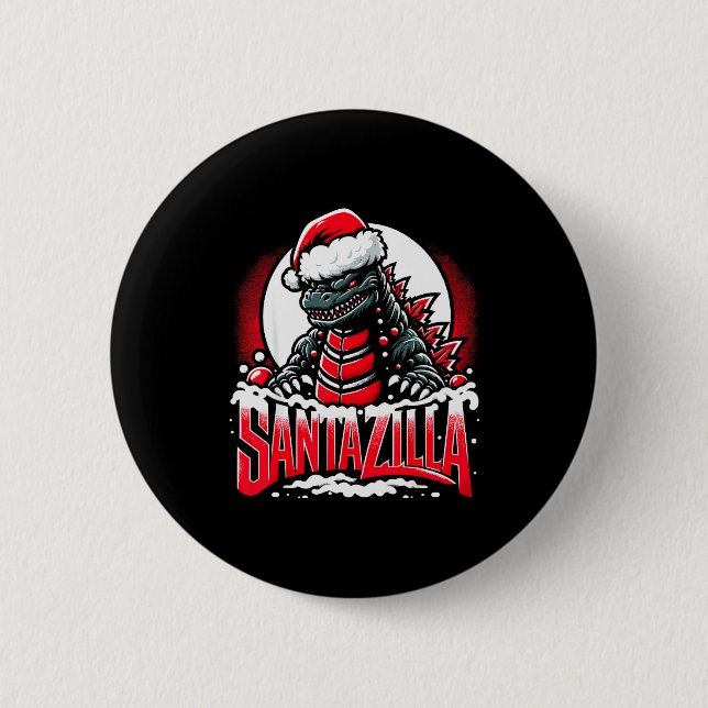 Kaiju Christmas Santazilla Japanese Monster Dinosa 6 Cm Round Badge (Front)