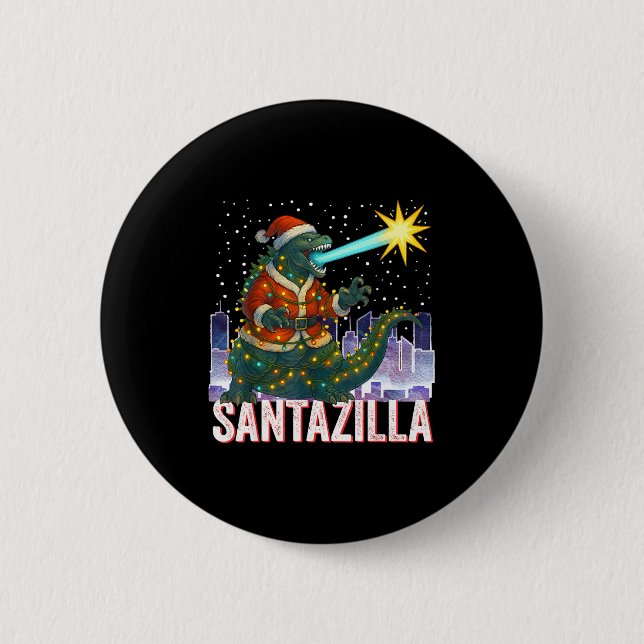 Kaiju Christmas Santazilla Japanese Monster Dinosa 6 Cm Round Badge (Front)