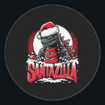 Kaiju Christmas Santazilla Japanese Monster Dinosa Classic Round Sticker<br><div class="desc">Kaiju Christmas Santazilla Japanese Monster Dinosaur Boys</div>