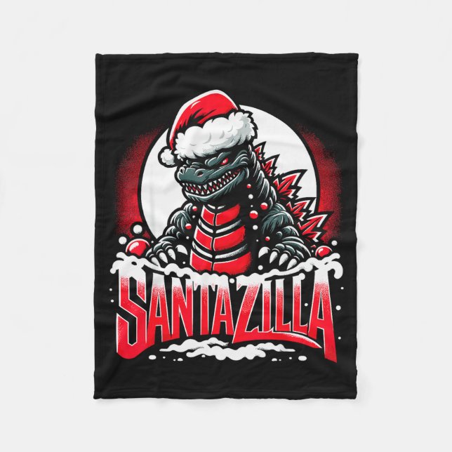 Kaiju Christmas Santazilla Japanese Monster Dinosa Fleece Blanket (Front)