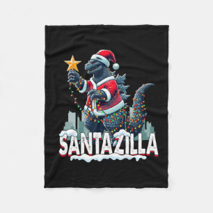 Kaiju Christmas Santazilla Japanese Monster Dinosa Fleece Blanket