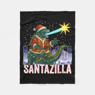 Kaiju Christmas Santazilla Japanese Monster Dinosa Fleece Blanket