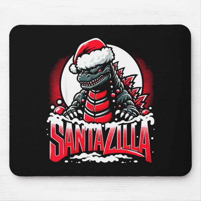 Kaiju Christmas Santazilla Japanese Monster Dinosa Mouse Mat (Front)