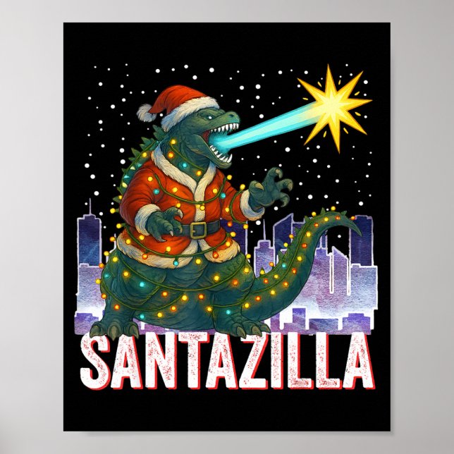 Kaiju Christmas Santazilla Japanese Monster Dinosa Poster (Front)
