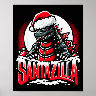 Kaiju Christmas Santazilla Japanese Monster Dinosa Poster