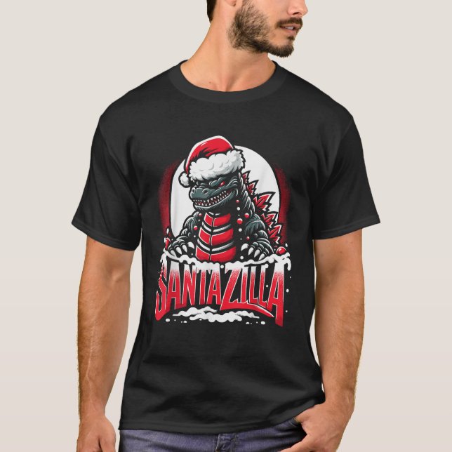 Kaiju Christmas Santazilla Japanese Monster Dinosa T-Shirt (Front)