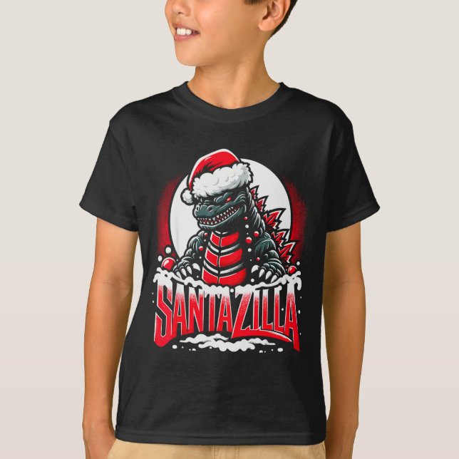 Kaiju Christmas Santazilla Japanese Monster Dinosa T-Shirt (Front)