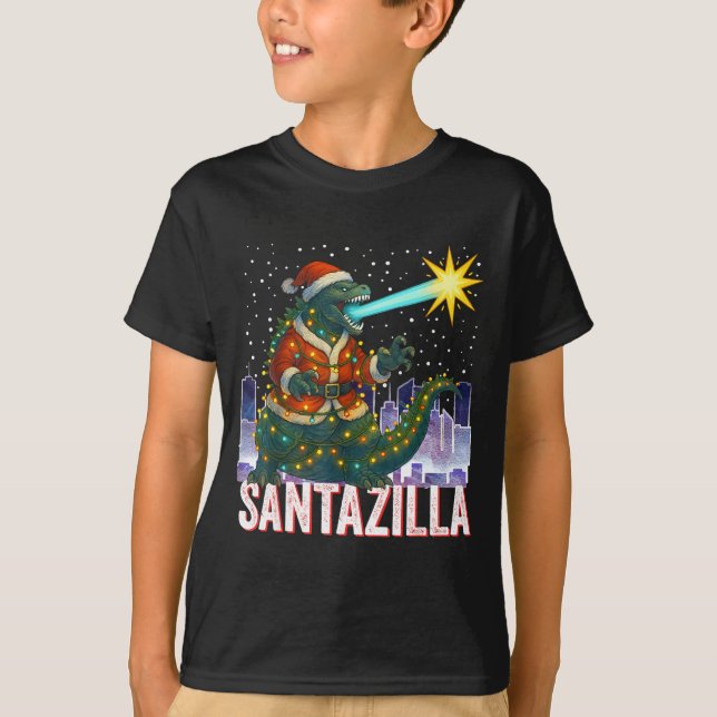 Kaiju Christmas Santazilla Japanese Monster Dinosa T-Shirt (Front)