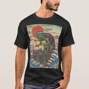 Kaiju Turtle Over Tokyo Sunset T-Shirt