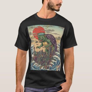 Kaiju Turtle Over Tokyo Sunset T-Shirt