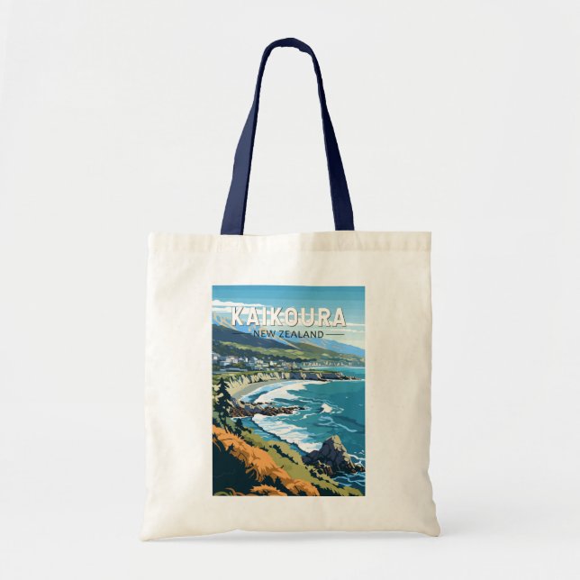 Kaikoura New Zealand Travel Art Vintage Tote Bag (Front)