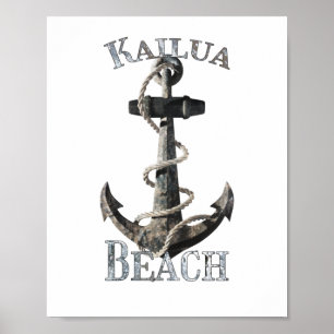 Kailua Beach Hawaii Vacation Nautical Anchor Poster