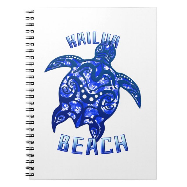 Kailua Beach Hawaii Vacation Tribal Turtle Notebook (Front)
