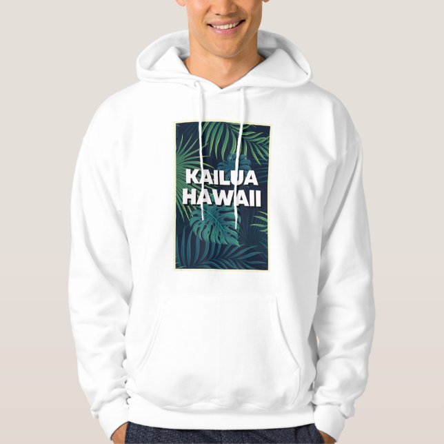 Kailua Hawaii Beaches Palm Leaves Summer Art Hoodie (Front)