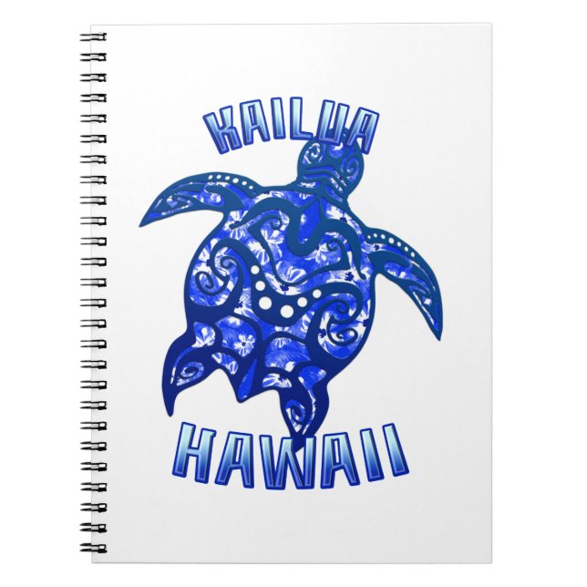 Kailua Hawaii Vacation Tribal Turtle Notebook (Front)
